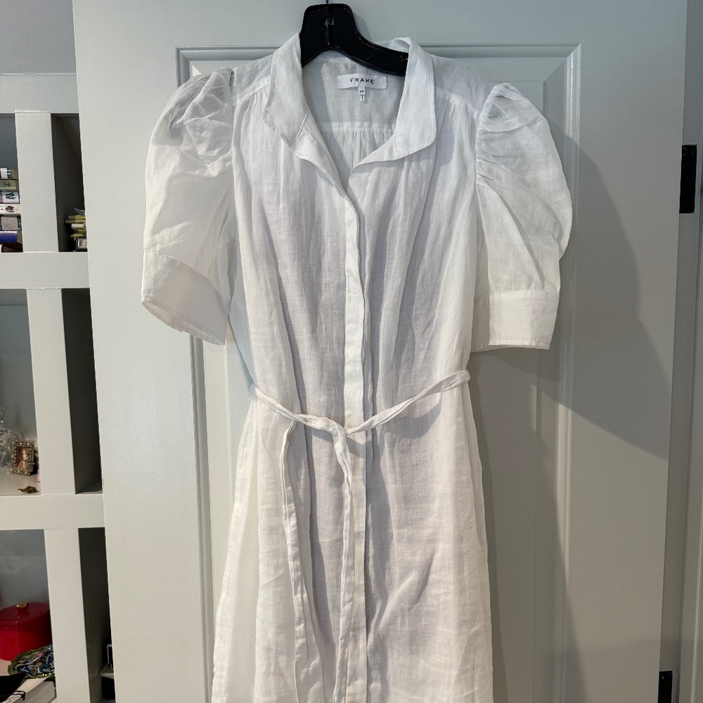 Frame white linen dress